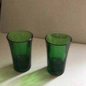 Emerald green heavy bottom shot glasses